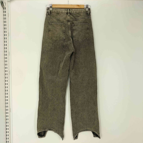 fuzzykon ヴィンテージ ウォッシュド 加工 裾 変形 カットアウト デニム パンツ レディース
