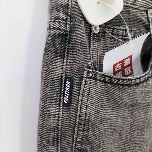 fuzzykon ヴィンテージ ウォッシュド 加工 裾 変形 カットアウト デニム パンツ レディース