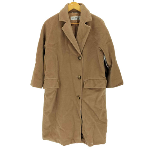 マックスマーラ MAX MARA MADE IN ITALY 白タグ カシミヤ混 ウール チェスターコート レディース J 36