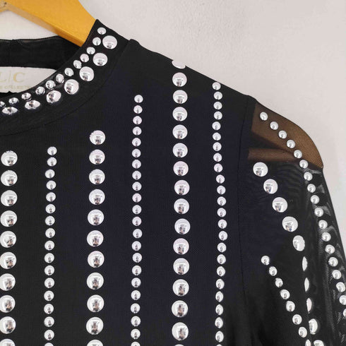 LIZETTE COLLECT スタッズ加工 ハイネックシアートップス レディース JPN:S