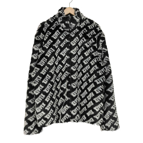 エイソス asos 総柄 フェイクファー ジップ ジャケット レディース L