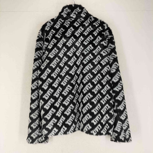 エイソス asos 総柄 フェイクファー ジップ ジャケット レディース L
