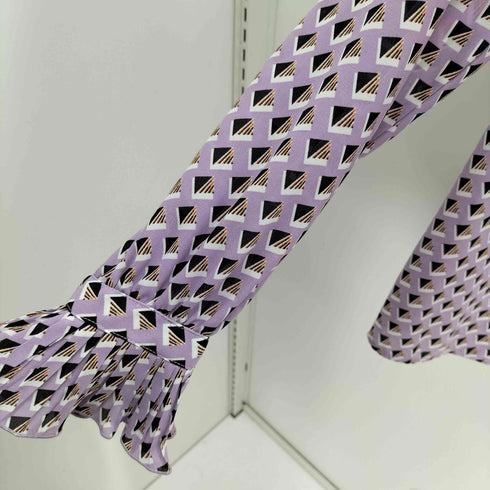 ナラカミーチェ NARACAMICIE 幾何ジョーゼットプリーツリボン襟ブラウス レディース JPN:11号