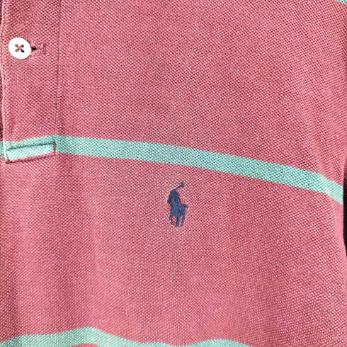 ポロバイラルフローレン Polo by RALPH LAUREN 90S USA製 コットン 鹿の子 ボーダー ラガーシャツ メンズ M