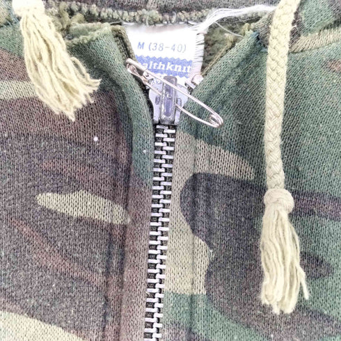 ヘルスニット Healthknit 70-80S 青タグ コットン ポリ 迷彩 カモ柄 ジップアップ パーカー メンズ M