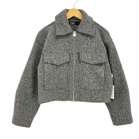 ザラ ZARA クロップド ブークレー ジップジャケット レディース import:S