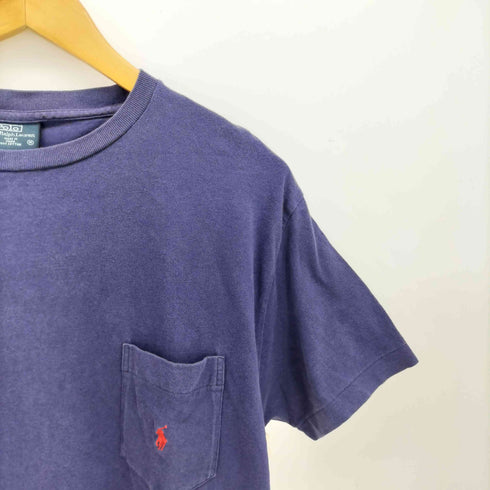 ポロバイラルフローレン Polo by RALPH LAUREN 90s ポニー刺繍 シングルステッチ ポケット Tシャツ ナス紺 メンズ import:M