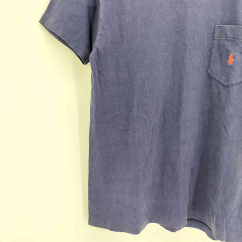 ポロバイラルフローレン Polo by RALPH LAUREN 90s ポニー刺繍 シングルステッチ ポケット Tシャツ ナス紺 メンズ import:M