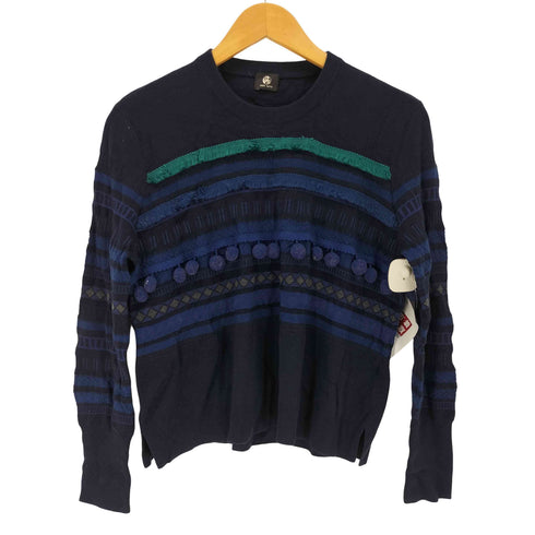 ピーエスポールスミス PS Paul Smith 総柄 ポンポン フリンジ ニット セーター レディース M