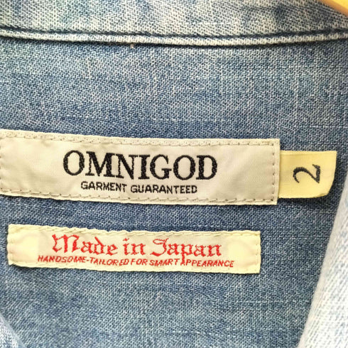 オムニゴッド OMNIGOD ダメージ加工 フロントポケット デニムシャツ メンズ JPN:2