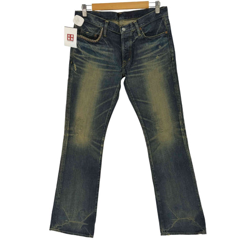 ヒステリックグラマー HYSTERIC GLAMOUR スタッズ ボタンフライ ビンテージ加工ブーツカットデニムパンツ メンズ US:34-35