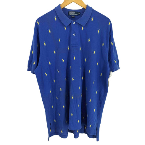 ポロバイラルフローレン Polo by RALPH LAUREN ポニー刺繍 総柄 コットン ポロシャツ メンズ XL