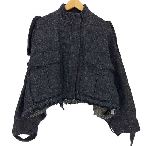 ザラ ZARA クロップドツイードハイネックジャケット レディース import:L