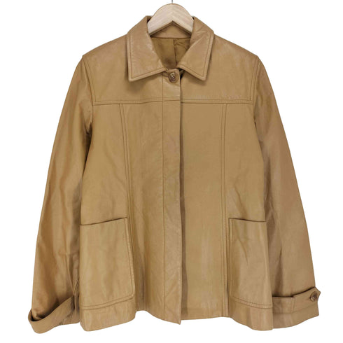real leather リアルレザー 本革 ボタン ジャケット レディース