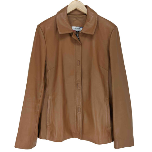 ZENITH ゼニス real leather リアルレザー 本革 比翼 ジップ ジャケット レディース 88