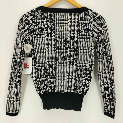ダブルスタンダードクロージング DOUBLE STANDARD CLOTHING 千鳥柄 モノトーン ニットカーディガン レディース 36