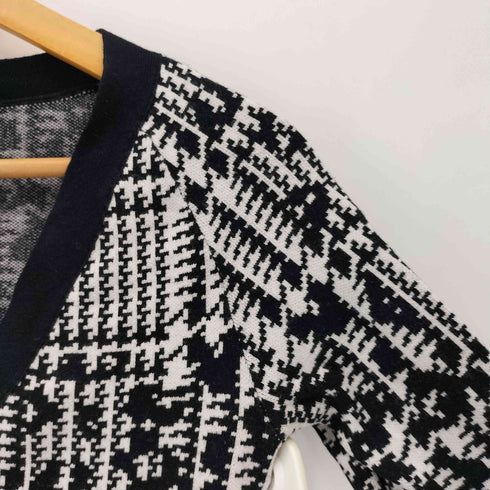 ダブルスタンダードクロージング DOUBLE STANDARD CLOTHING 千鳥柄 モノトーン ニットカーディガン レディース 36