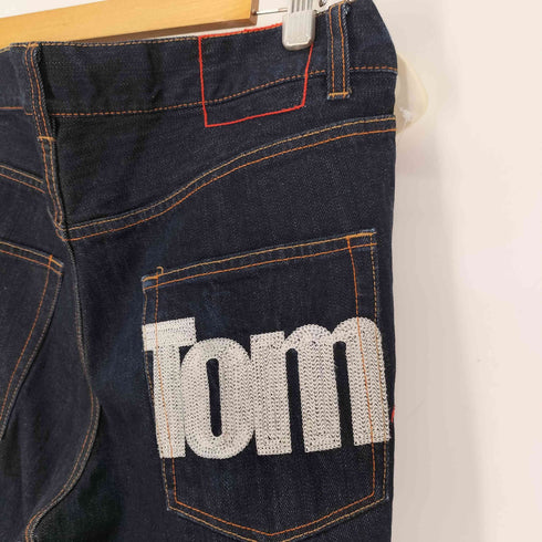 トミー TOMMY バックポケット刺繍 濃紺ワイドテーパードデニムパンツ メンズ JPN:XL