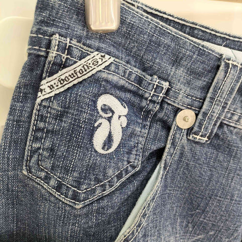 BAREFOX/Y2K バッグポケット刺繍 ワイドバギーデニムショーツ メンズ FR:36-38
