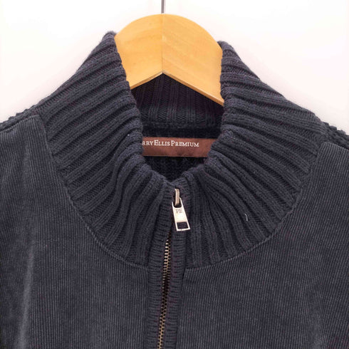 ペリーエリス PERRY ELLIS PREMIUM ニット切替 ジップアップ ニットブルゾン メンズ L