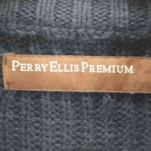 ペリーエリス PERRY ELLIS PREMIUM ニット切替 ジップアップ ニットブルゾン メンズ L