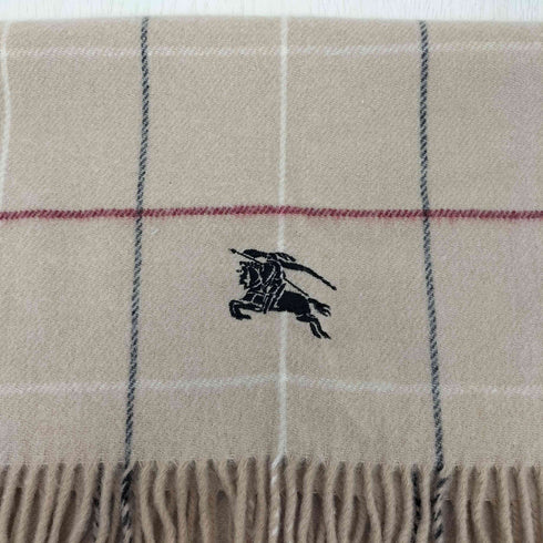 バーバリーロンドン BURBERRY LONDON ウール チェック フリンジ 大判マフラー レディース
