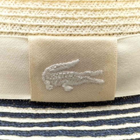 ラコステ LACOSTE コットン ナイロン ボーダー ストロー ハット レディース 57cm