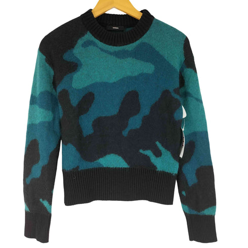 ディーゼル DIESEL モヘヤ混 カモ柄 クルーネックニット レディース import:S