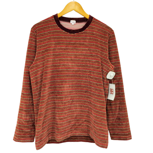 ポールスミスロンドン Paul Smith LONDON ベロア マルチボーダー クルーネック 長袖 カットソー メンズ import:L