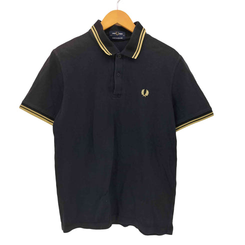 フレッドペリー FRED PERRY イングランド製 ロゴ刺繍 ライン 鹿の子 ポロシャツ メンズ 42