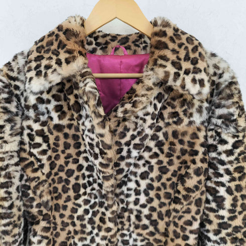 COMPLETE girls ラビットファー レオパード柄 ファー ジャケット レディース S/M