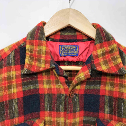 ペンドルトン PENDLETON 60s フラップポケット 開襟 ウール チェック シャツ ボードシャツ メンズ import:XL