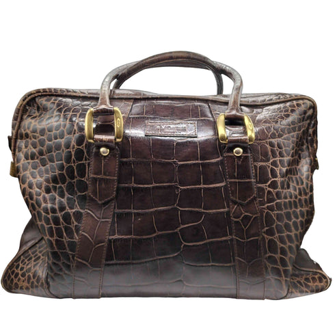 ジェイアンドエムデヴィッドソン J&M Davidson ENGLAND クロコ 型押し レザー スモール トラベラー ボストン トート ハンド バック レディース
