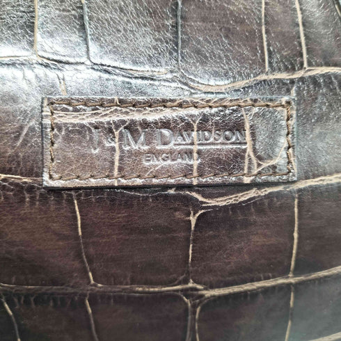 ジェイアンドエムデヴィッドソン J&M Davidson ENGLAND クロコ 型押し レザー スモール トラベラー ボストン トート ハンド バック レディース