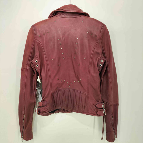 ディーゼル DIESEL シープスキン レザー バックスタッズ ダブル ライダース ジャケット レディース import:XS