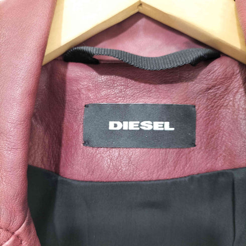 ディーゼル DIESEL シープスキン レザー バックスタッズ ダブル ライダース ジャケット レディース import:XS