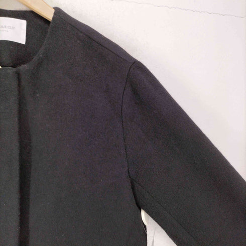 オペークドットクリップ OPAQUE.CLIP cashmere&wool カシミヤ混 ノーカラー コート レディース JPN:L