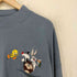 アニメ キャラクター刺繍 ポケット付 モックネック 長袖 Tシャツ メンズ XXL