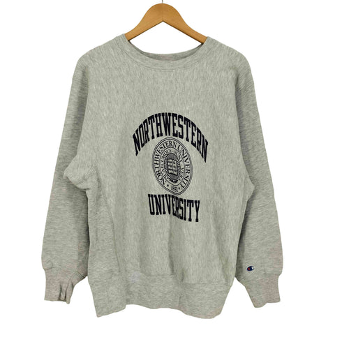 チャンピオン Champion 90S 前期 USA製 刺繍タグ カレッジロゴ三段染み込みプリント REVERSE WEAVE リバースウィーヴ クルーネックスウェット メンズ import:L