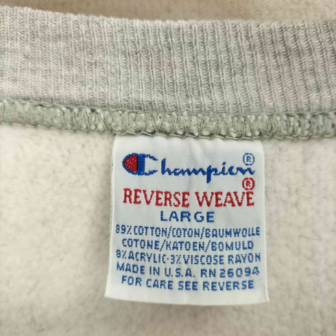 チャンピオン Champion 90S 前期 USA製 刺繍タグ カレッジロゴ三段染み込みプリント REVERSE WEAVE リバースウィーヴ クルーネックスウェット メンズ import:L