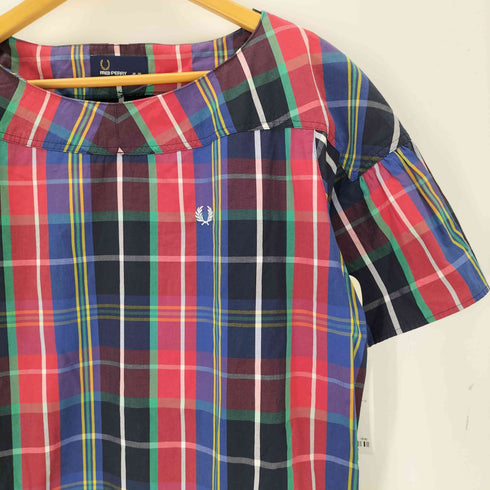 フレッドペリー FRED PERRY タータンチェック 半袖ワンピース レディース バスト79-87 身長154-162