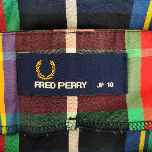 フレッドペリー FRED PERRY タータンチェック 半袖ワンピース レディース バスト79-87 身長154-162