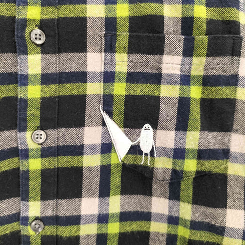 デザインティーシャツストアグラニフ Design Tshirts Store graniph 刺繍 ボタンダウン L/S チェック ネルシャツ メンズ JPN:S