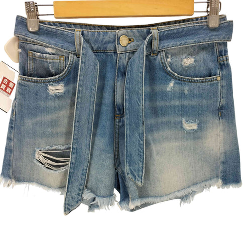 ピンコ PINKO ベルト付き ダメージ加工デニムショートパンツ レディース 26