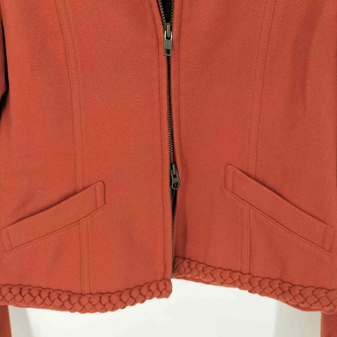 マカフィー MACPHEE 編み込みデザイン ウールカシミヤ ノーカラーブルゾン レディース JPN:38