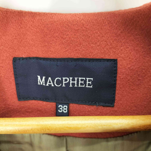 マカフィー MACPHEE 編み込みデザイン ウールカシミヤ ノーカラーブルゾン レディース JPN:38