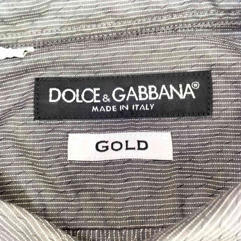 ドルチェアンドガッバーナ DOLCE&GABBANA GOLD 斜めストライプ サイドギャザー ドレスシャツ メンズ 15 3/4