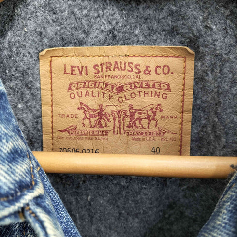 リーバイス Levis 80S 70506-0316 USA製 ボタン裏527刻印 裏地ブランケット デニム トラッカー ジャケット メンズ US:40