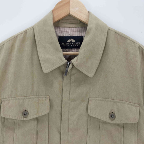 ブリティッシュカーキ BRITISH KHAKI suede full zipper lightweight overshirt スエード フル ジッパー ライトウェイト オーバーシャツ メンズ LL