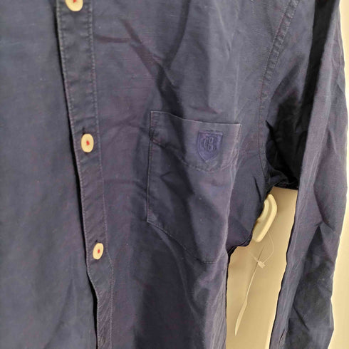 ブラックレーベルクレストブリッジ BLACK LABEL CRESTBRIDGE リネン混 ロゴ刺繍 レギュラーカラー シャツ メンズ import:M